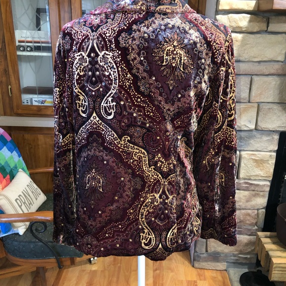 CHICOS SIZE 2 SIZE LARGE GORGEOUS RAYON/SILK LINED JACKET WITH SEQUIN. - Picture 4 of 5